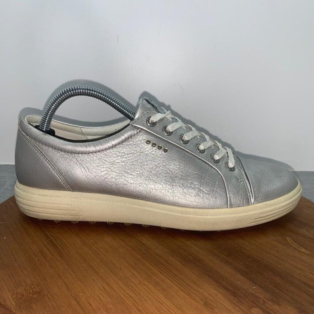 ECCO Hybrid EU Size 42 Men's 8-8.5 Casual Sneaker Shoes Silver Leather Comfort